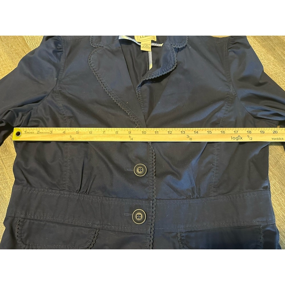 LL Bean Unstructured Cotton Blazer Jacket Womens‎ 16 Regular Button Up - Picture 3 of 9